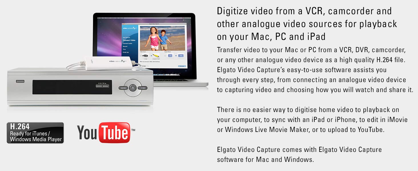 Elgato video capture capture analog video for your mac or pc ipad and iphone white